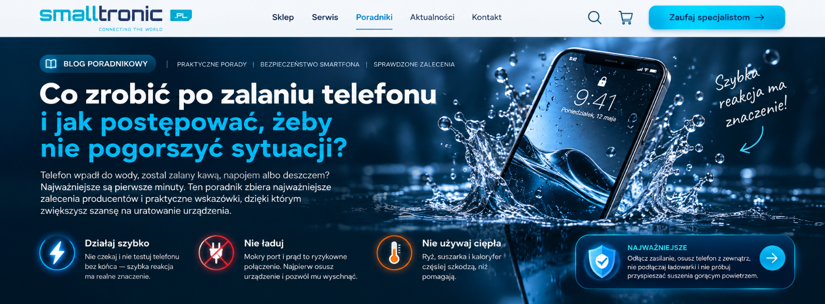 Zalany telefon – poradnik Smalltronic